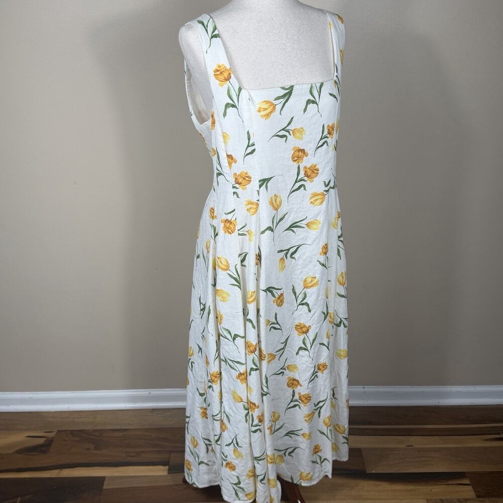 Joie White Maxi Dress with Yellow Floral Print